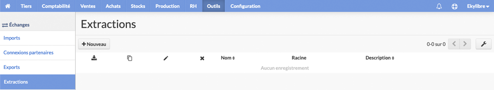 Liste des extractions