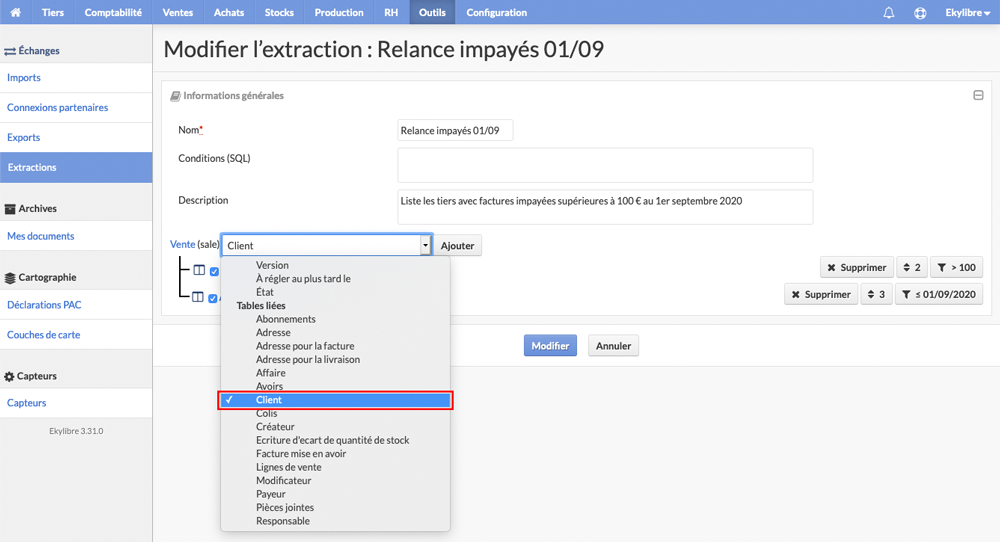 Récupération nom client