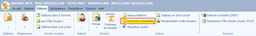 Sélection onglet Édition