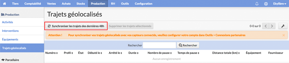Liste des trajets