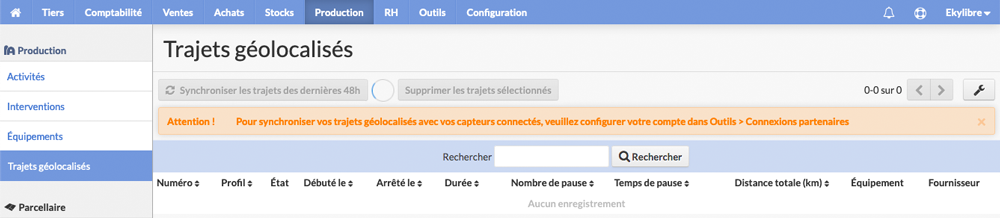 Liste des trajets