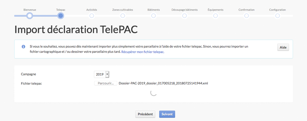 Import déclaration TelePAC