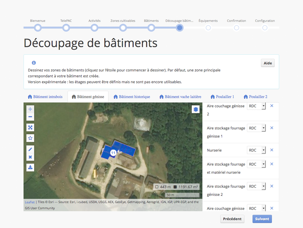 Découpe du bâtiment