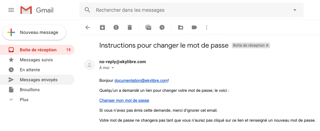 Email des instructions