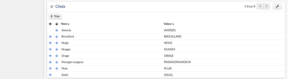 Liste de choix