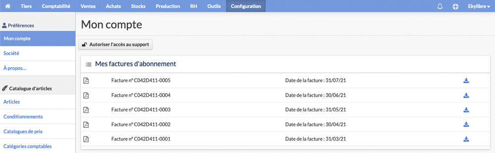 Factures d'abonnement