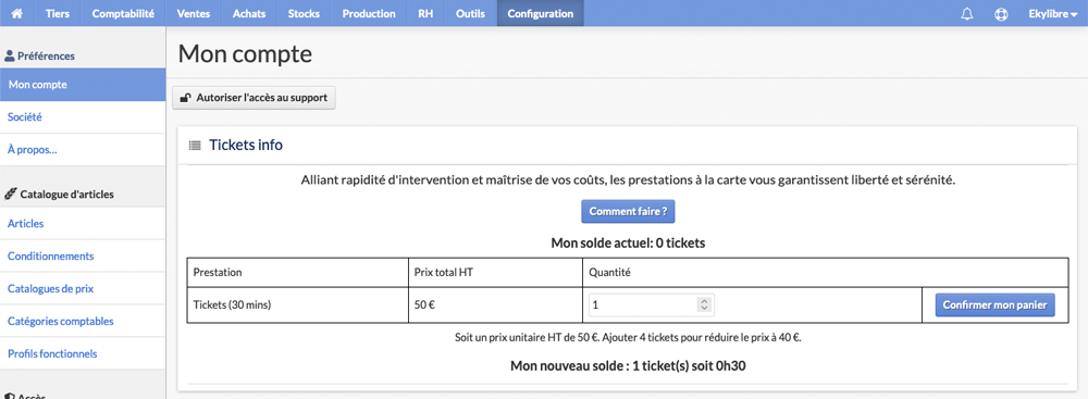 Achat de tickets