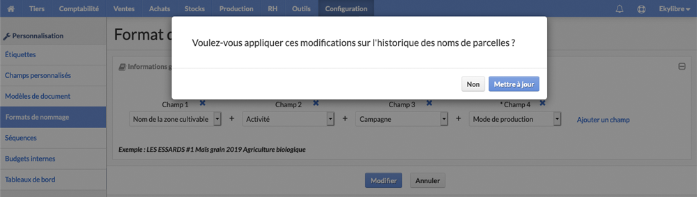 Validation du nouveau format