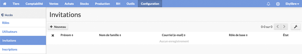 Liste des invitations