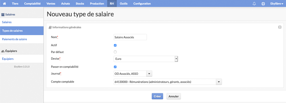 Nouveau type de salaire