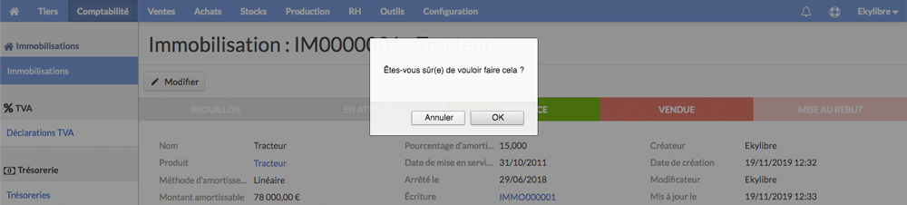 Changement statut statut