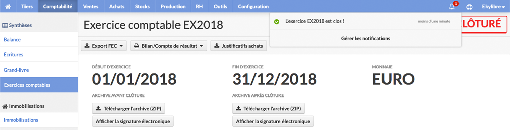 Clôture en cours