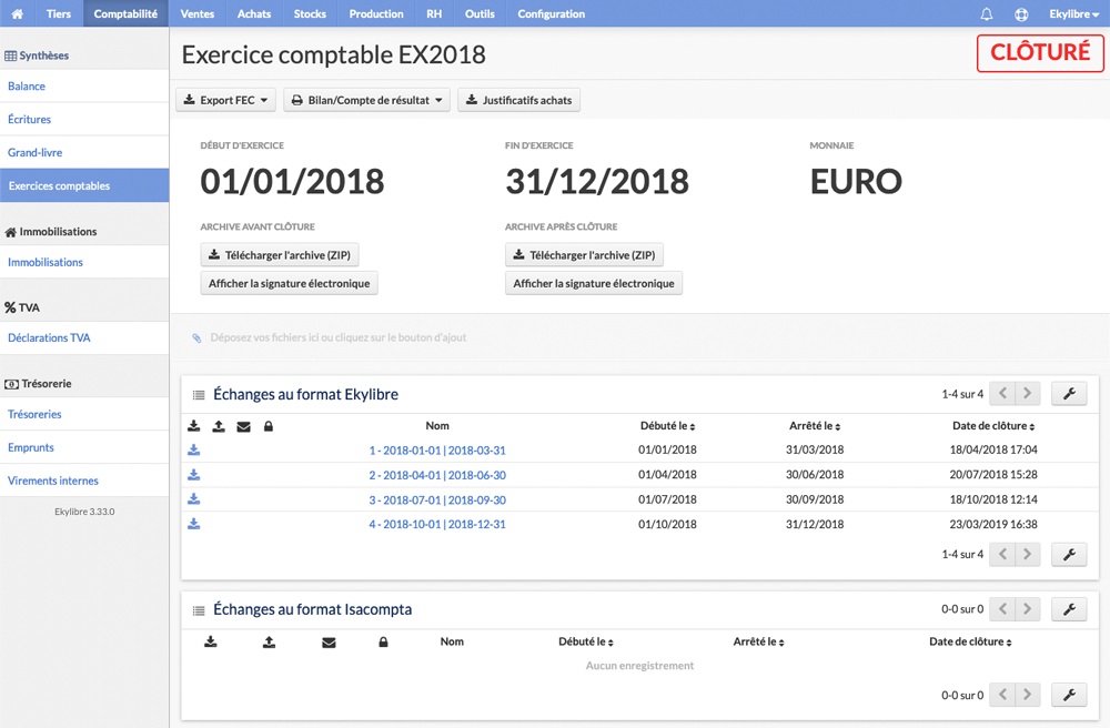 Exercice clôturé
