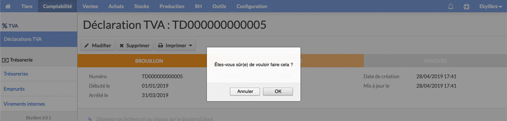 Modification statut déclaration