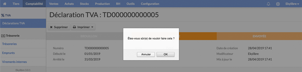 Modification statut déclaration
