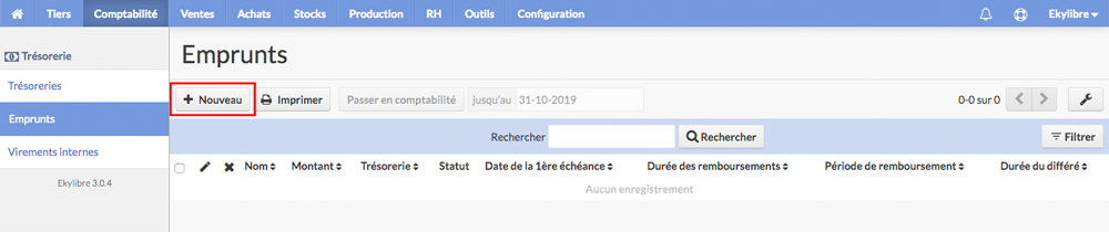 Liste des emprunts