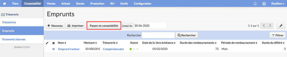 Nouvel emprunt en cours