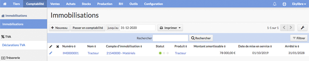 Liste immobilisations