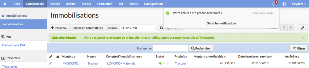 Affichage de la notification