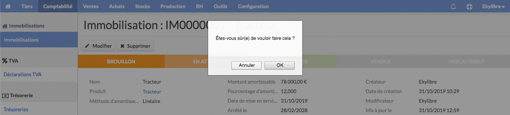 Immobilisation en attente
