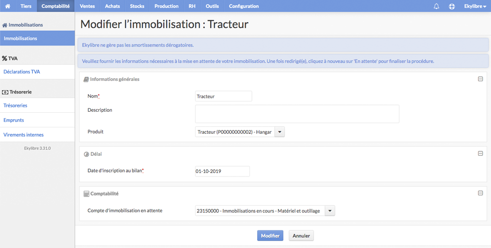 Immobilisation en attente