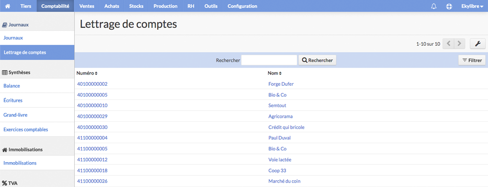 Liste fournisseurs-clients
