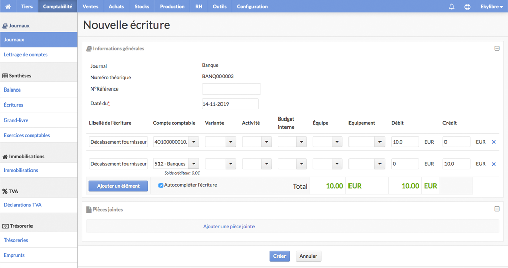 Nouvelle écriture de compensation