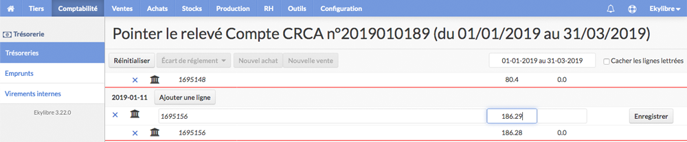 Ajout nouvelle ligne