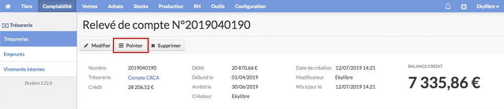 Pointage des écritures
