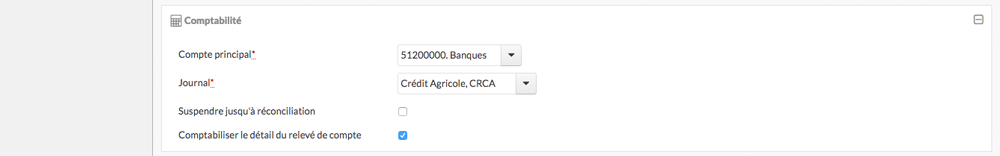 Paramétrage compte bancaire