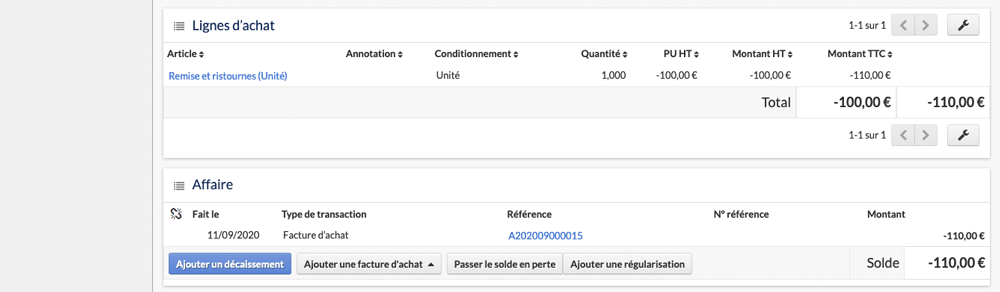 Nouvelle facture d'achat