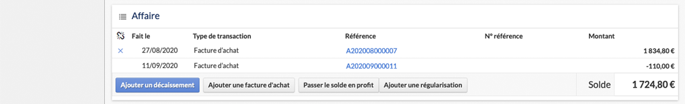 Lien facture initiale