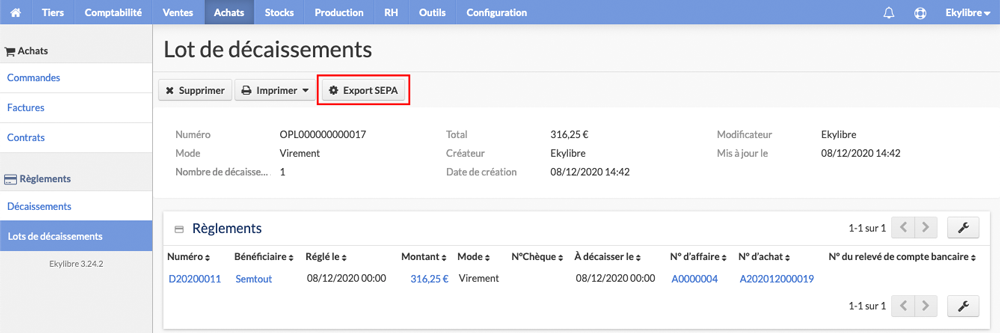 Export SEPA