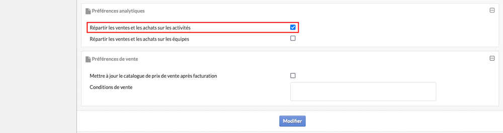 Paramétrage société