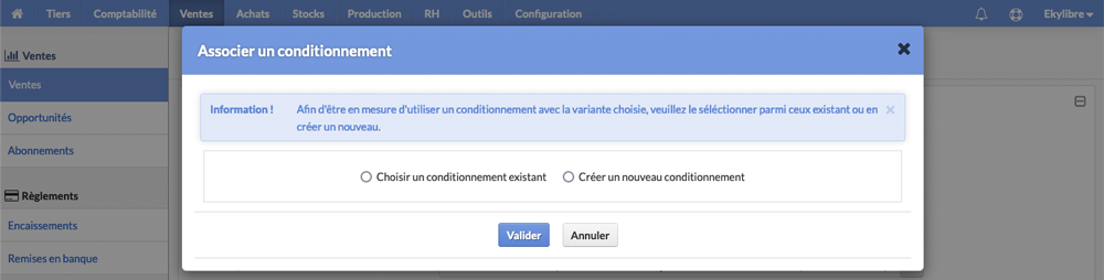 Associer conditionnement