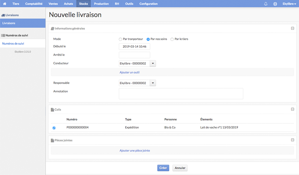 Liste des livraisons