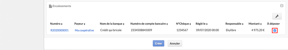 Remises en banque à déposer