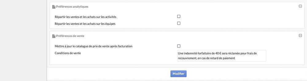Conditions de vente