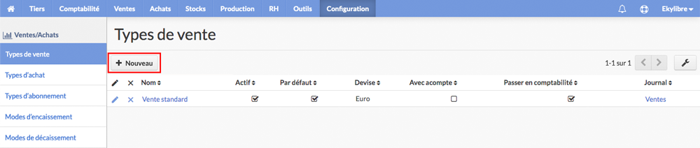 Nouveau type de vente