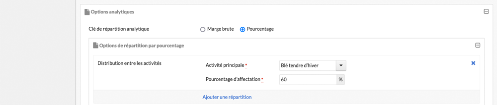 Sélection répartition par pourcentage