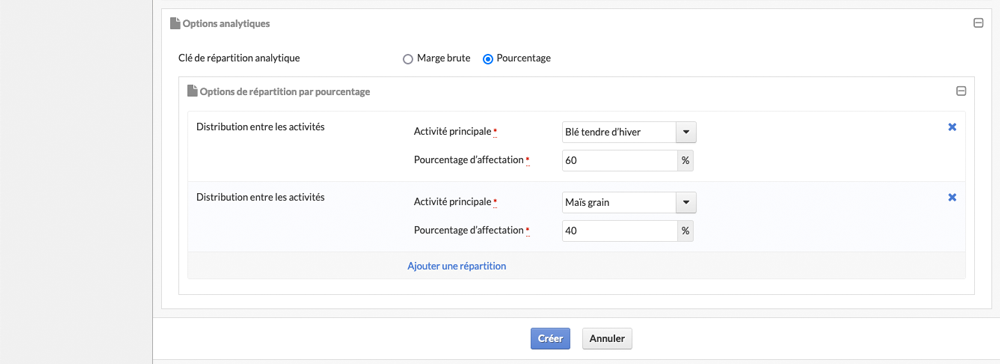 Sélection répartition par pourcentage