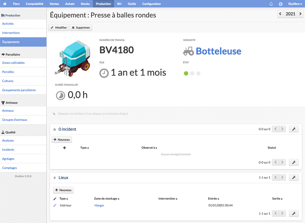 Fiche de l'équipement
