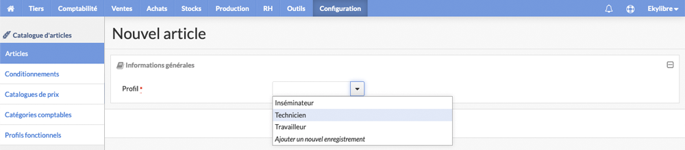 Sélection profil