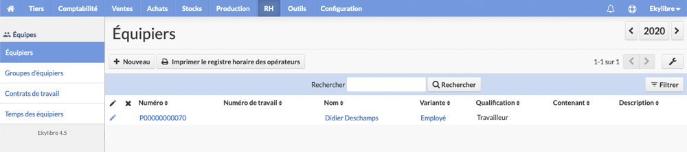 Liste des d'équipiers