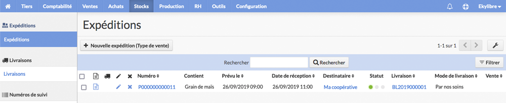 Liste des expéditions