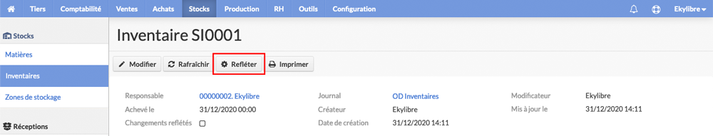 Refléter l'inventaire