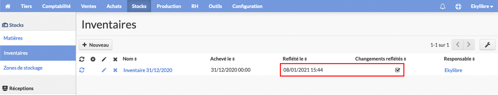 Nouveau statut inventaire
