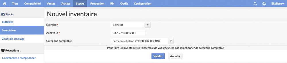Création inventaire