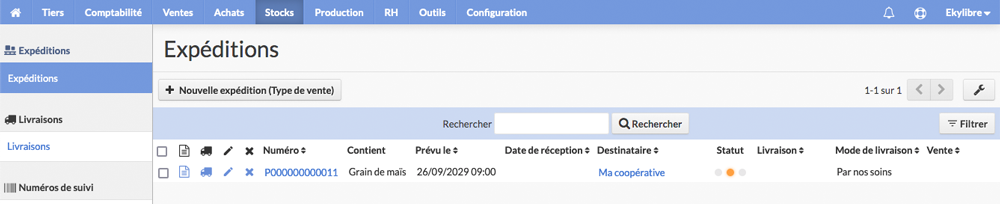 Liste des expéditions