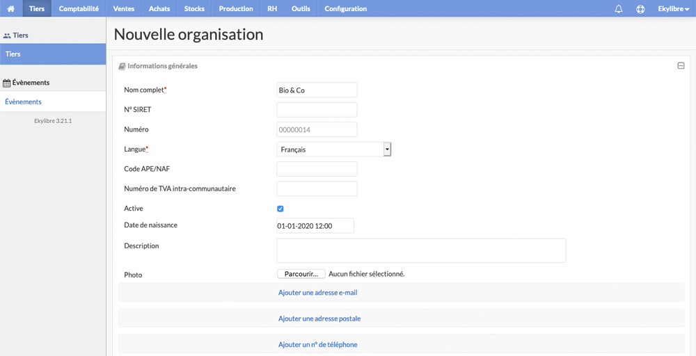 Nouvelle organisation